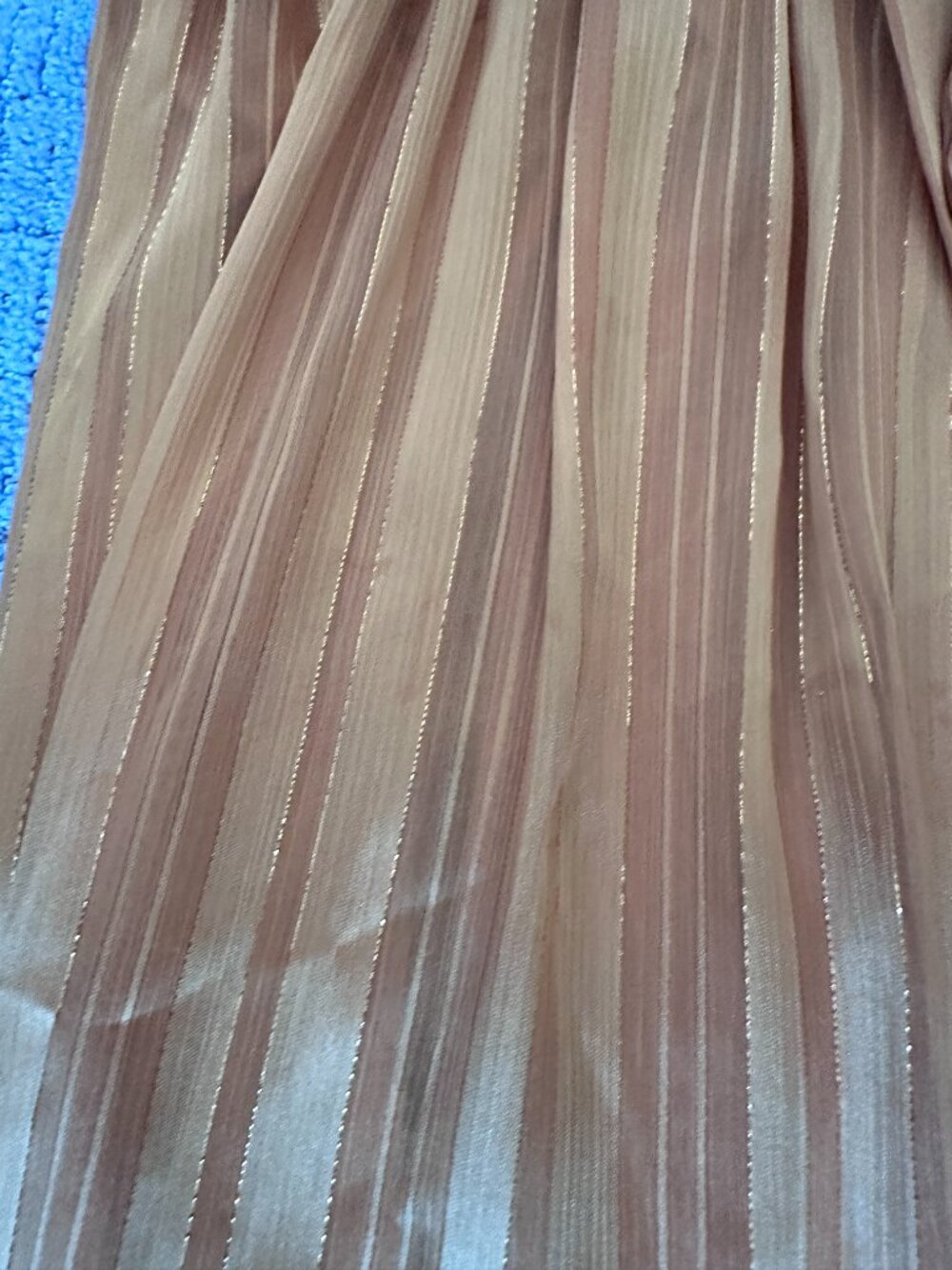 Rue des Abbesses Paris Gold Sheer Maxi Dress S Metallic Evening - Picture 7 of 9